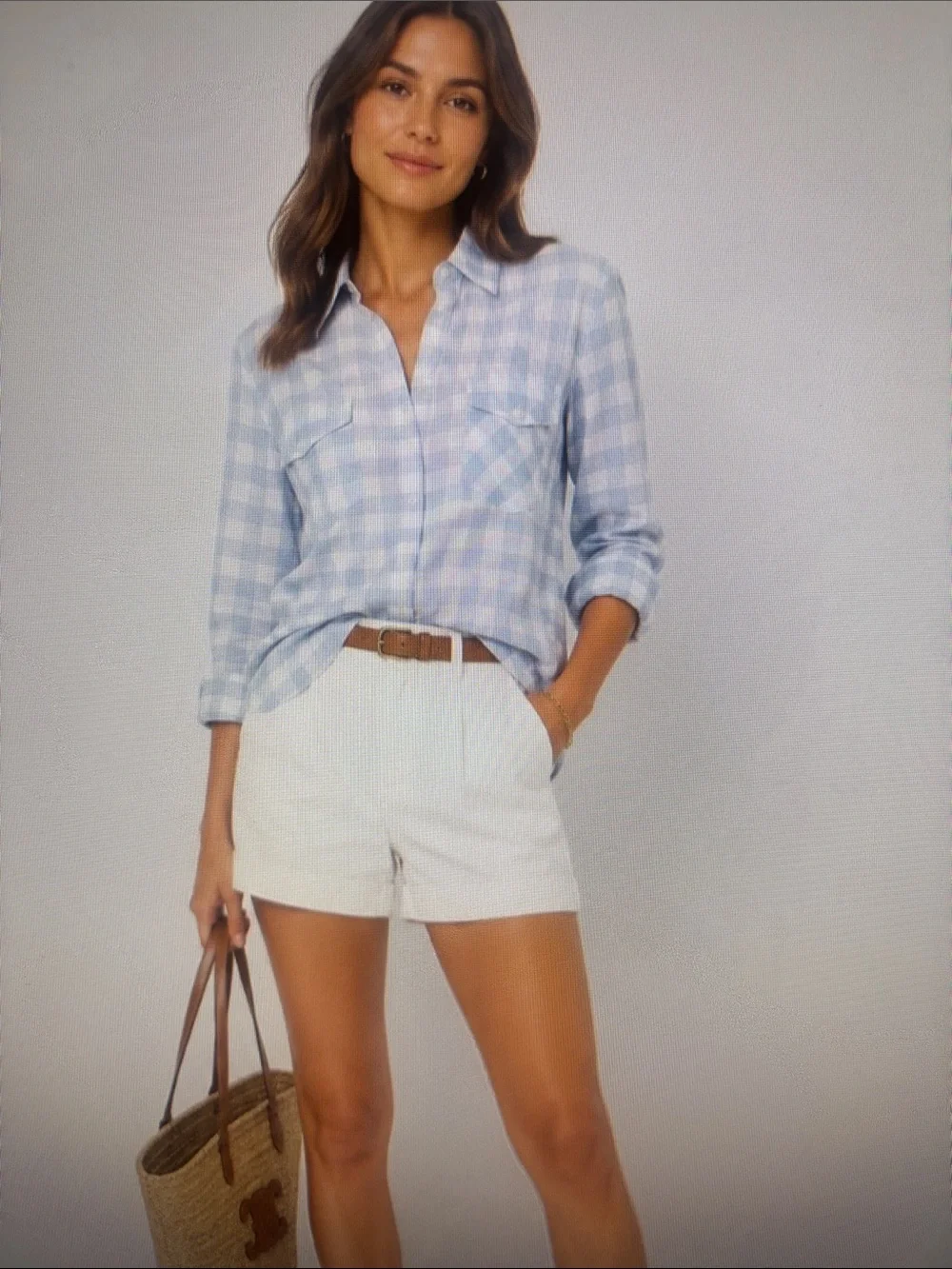 NWT Untuckit Santa Marzi Blue White Button Down. Size 4 - Picture 1 of 3